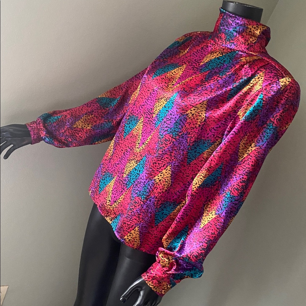 Vintage Michelle Stuart Multicolor Abstract Button Down Shirt - Picture 4 of 12